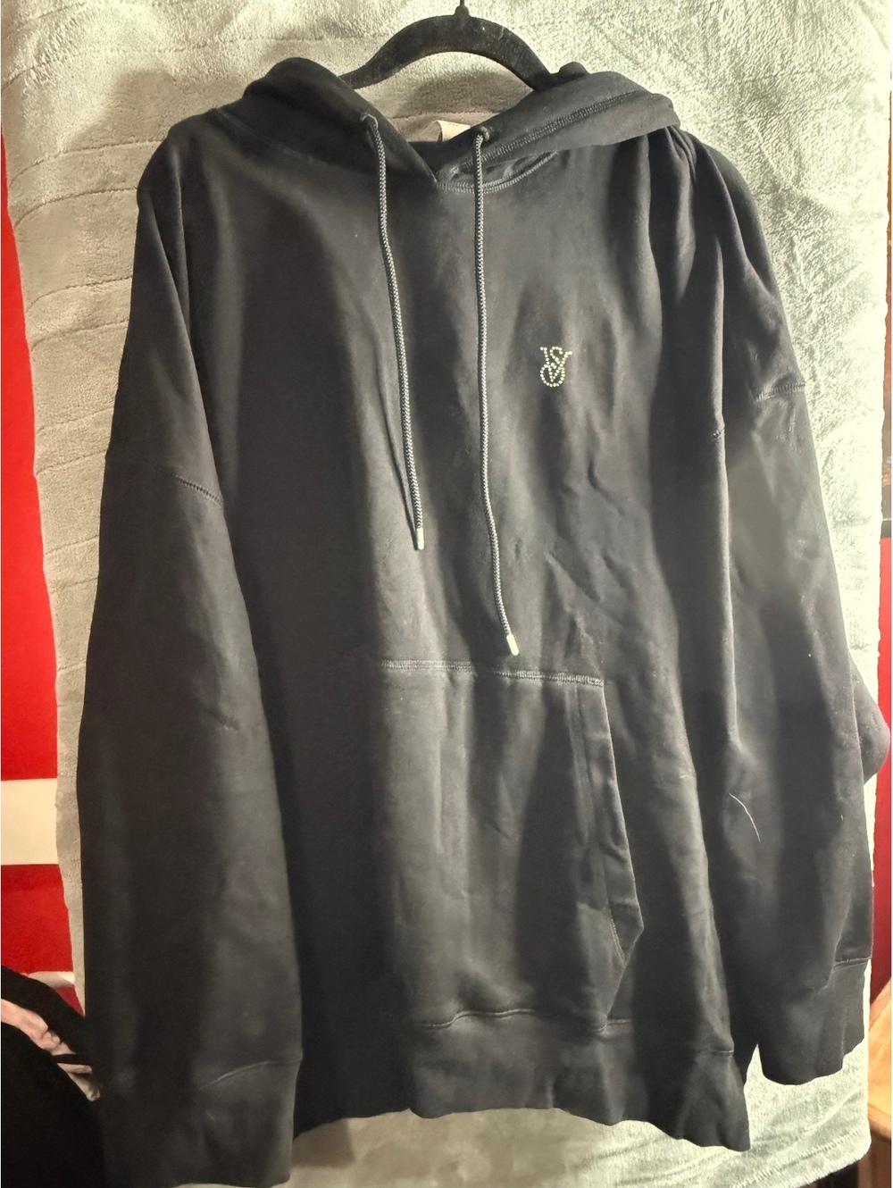Victoria’s Secret Rhinestone Angel Wings Hoodie XXL Black Crystal Bling NWOT